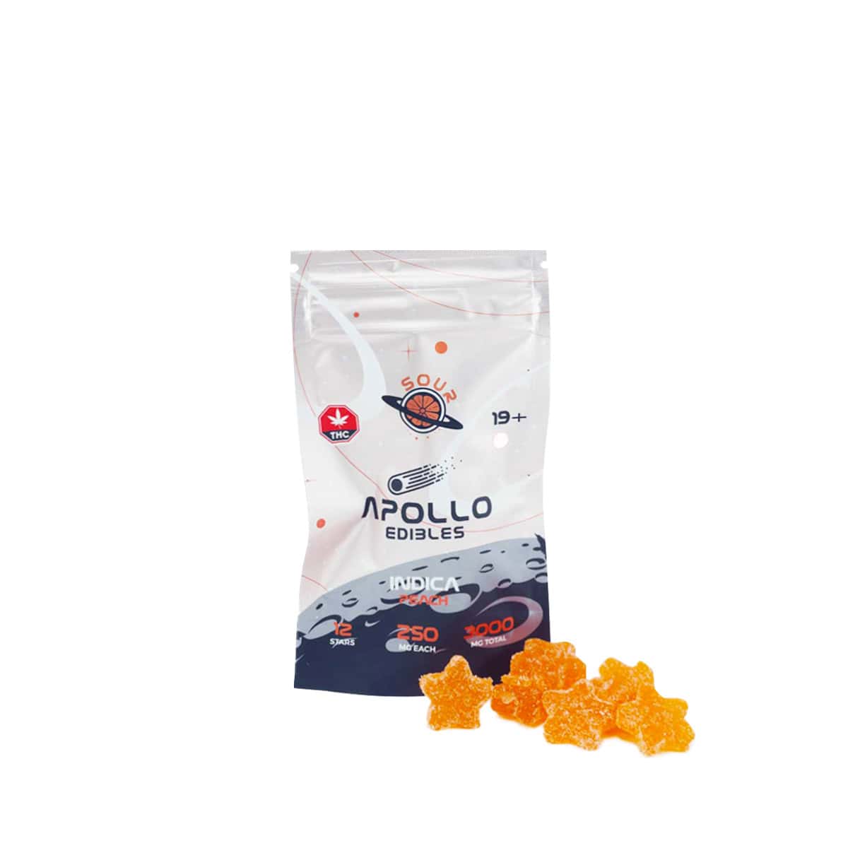 Apollo – Shooting Stars Gummies – Sour Peach – Indica – 3000mg THC
