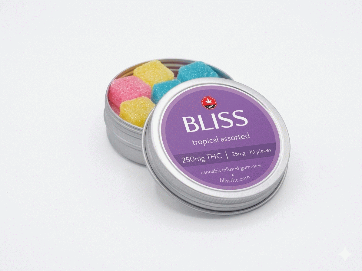 BLISS EDIBLES 250MG THC – TROPICAL ASSORTED
