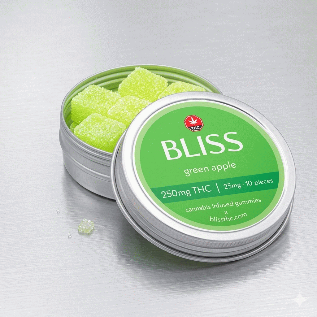 BLISS EDIBLES 250MG THC – GREEN APPLE