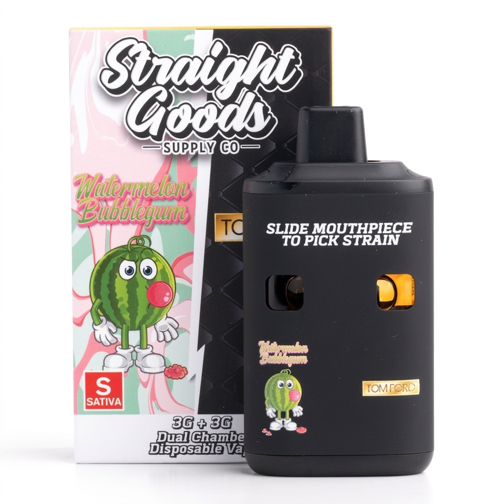 Straight Goods Dual-Chamber 6G Disposable Vape- watermelon bubblegum+ Tom ford