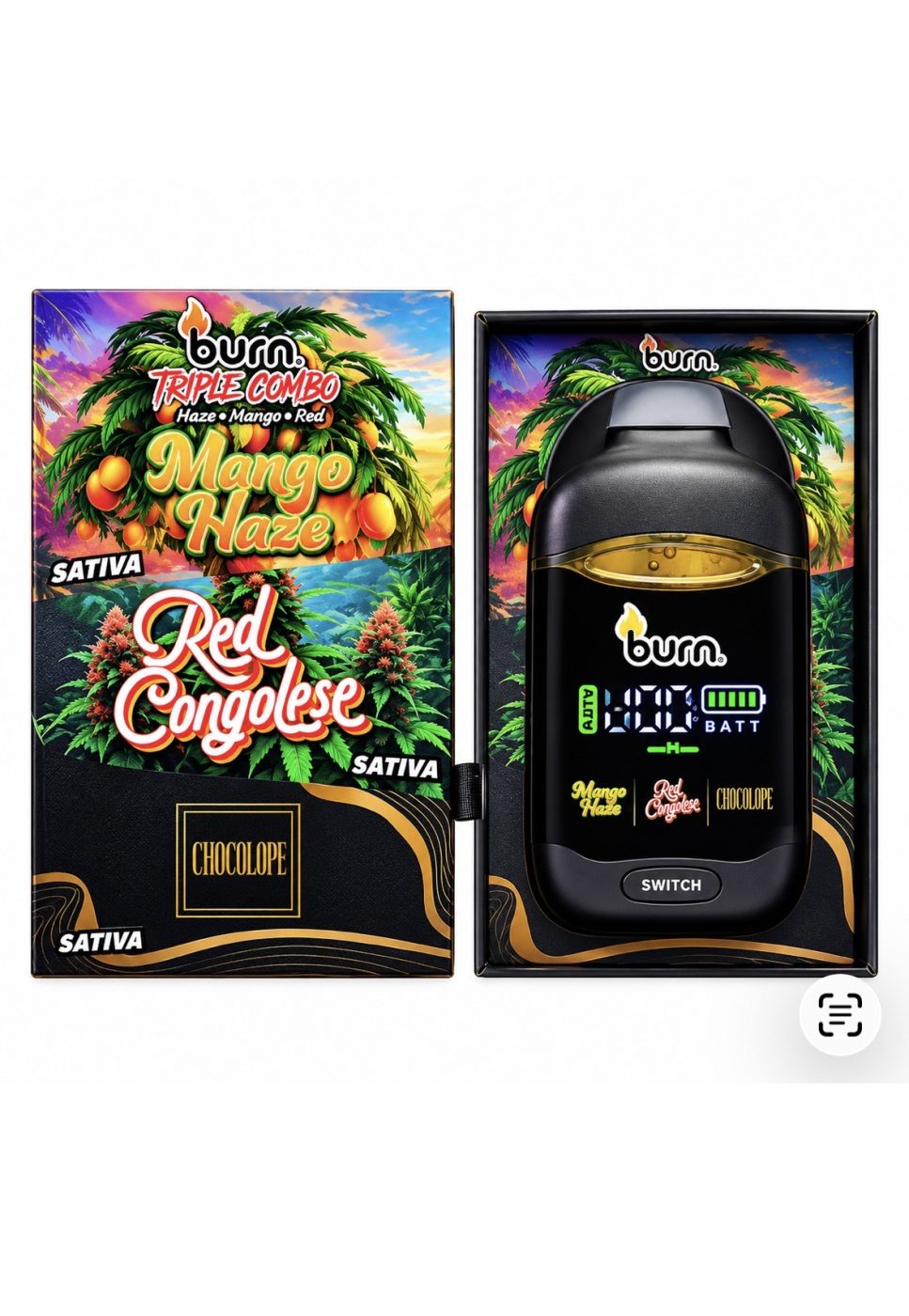 Burn Triple Combo 3G – Mango Haze + Red Congolese + Chocolope