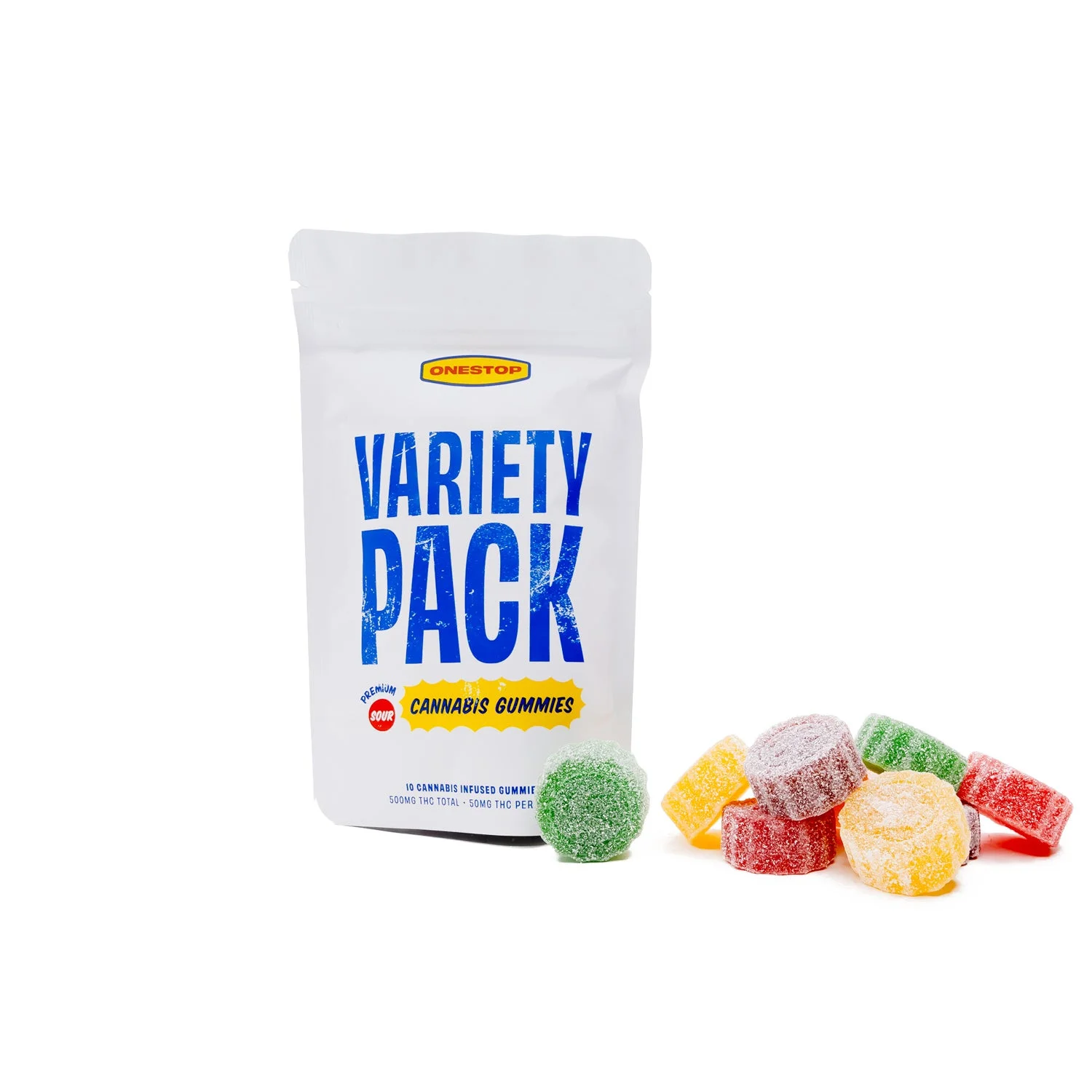 ONE STOP – SOUR VARIETY PACK 500MG THC GUMMIES
