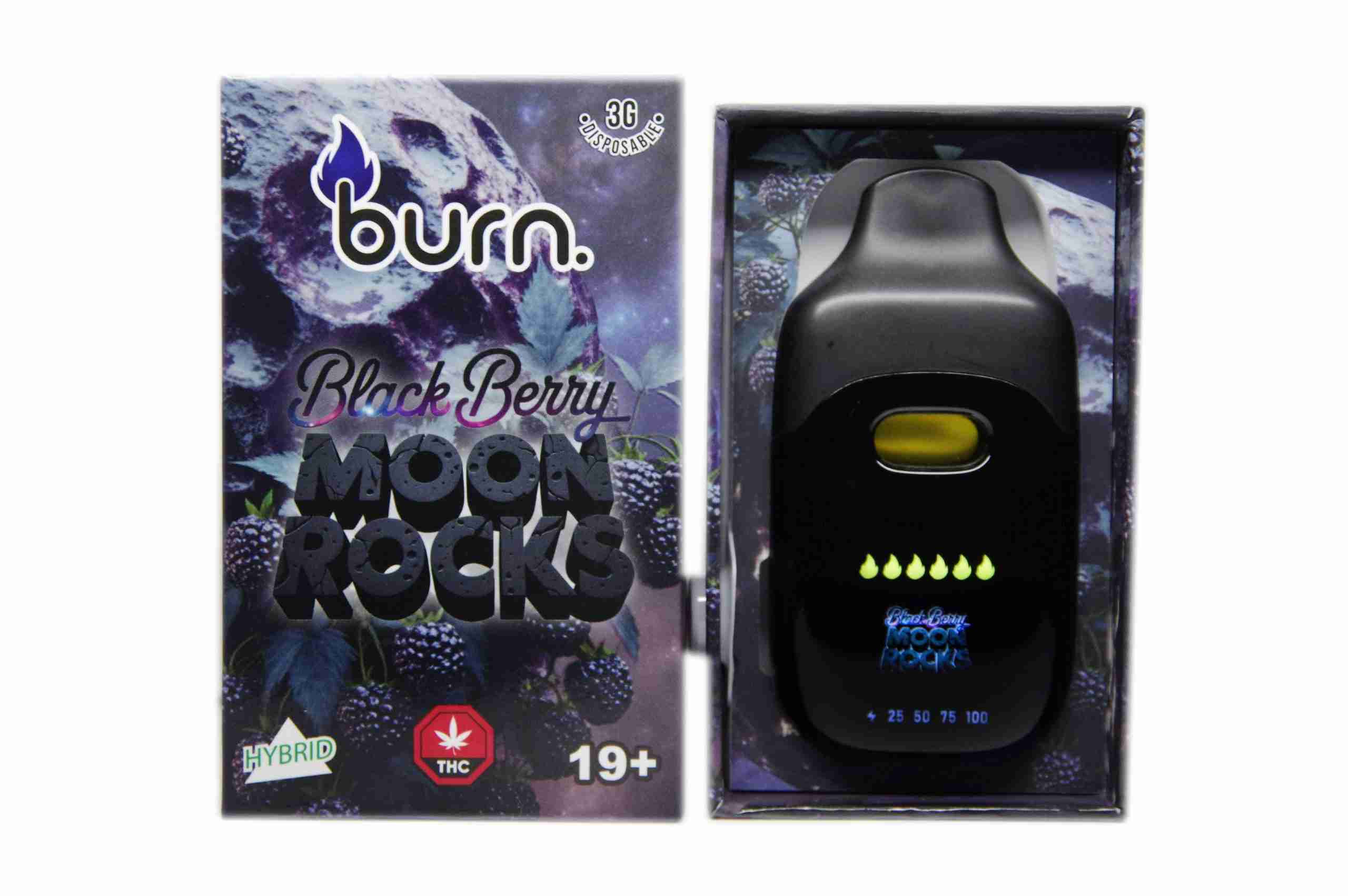 3 Gram Burn Disposable Vapes – Blackberry Moonrocks (Hybrid) (3 Gram)