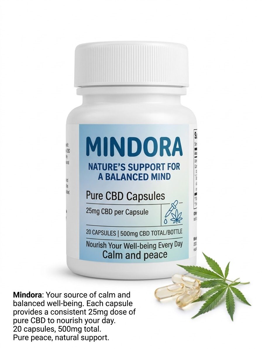 MINDORA 500mg- 25mg CBD capsules (20Capsules/bottles)