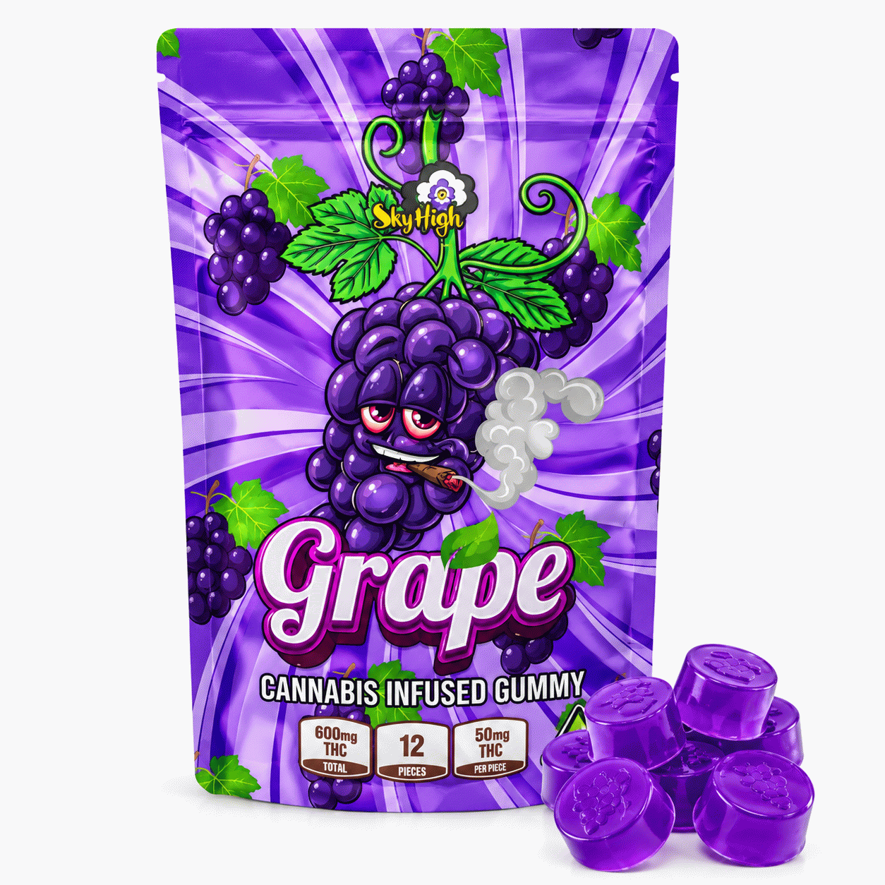 Sky High Edibles – Grape Gummy 600mg THC