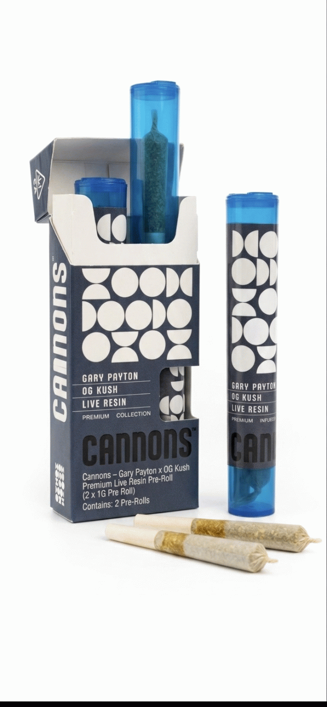 Cannons – Gary Payton x OG Kush Premium Live Resin Pre-Roll (2 x 1G Pre Roll)